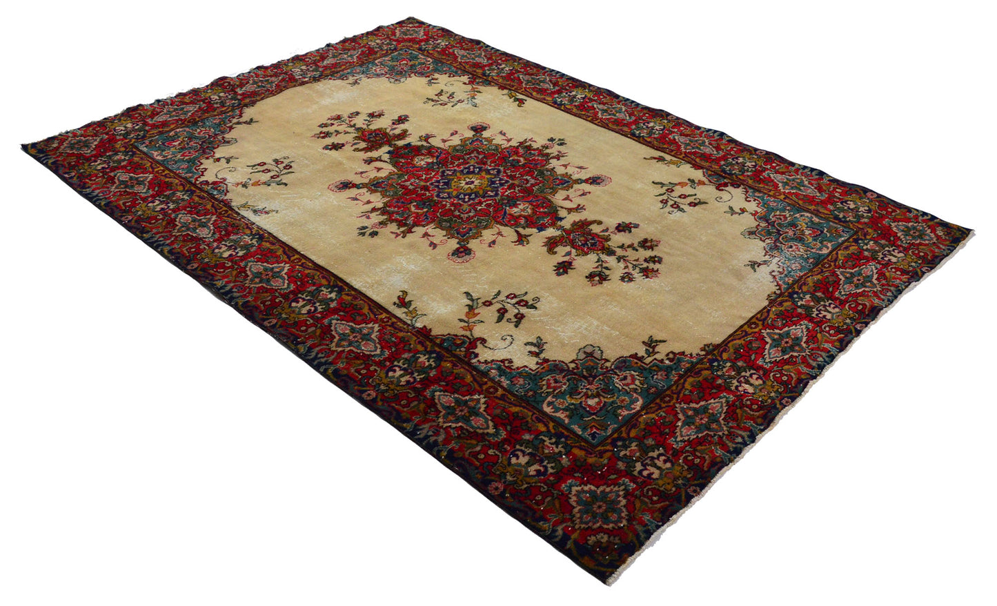 Turkish Original Anatolian Vintage Area Rug 10,17 ft. X 7,28 ft.(310 cm X 222 cm)