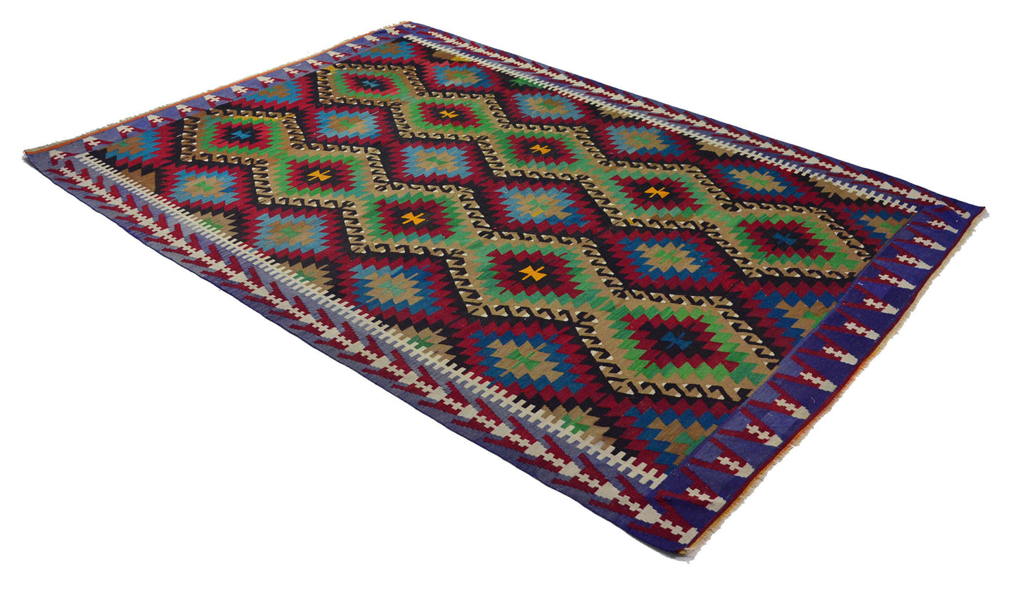 Peninsula Kilim Rug,Turkish Anatolian Kilim Rug 10,82 ft. X 7,45 ft. ( 330 cm X 227 cm)