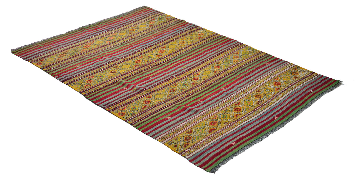 Peninsula Kilim Rug,Turkish Anatolian Kilim Rug 7,58 ft. X 5,22 ft. ( 231 cm X 159 cm)