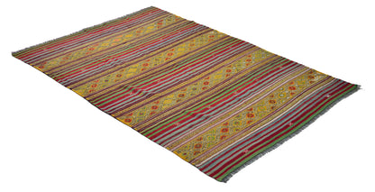 Peninsula Kilim Rug,Turkish Anatolian Kilim Rug 7,58 ft. X 5,22 ft. ( 231 cm X 159 cm)