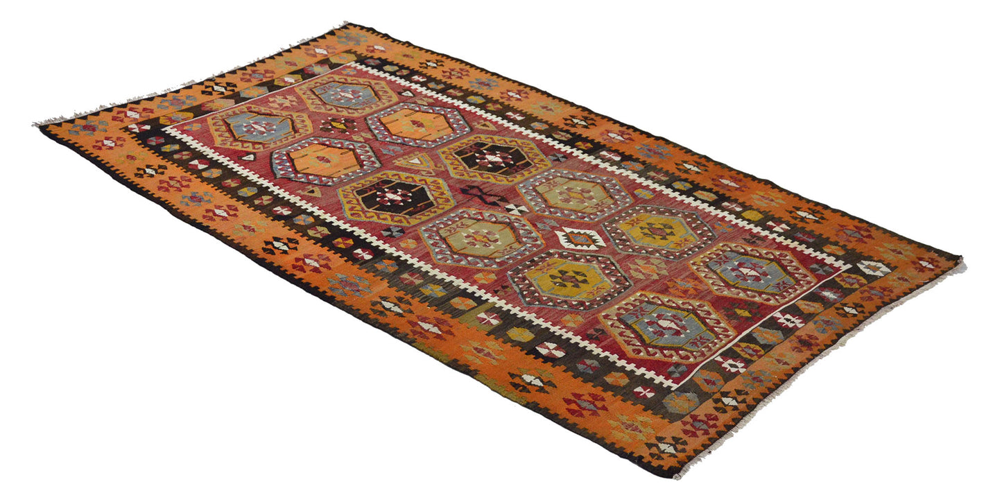 Peninsula Kilim Rug,Turkish Anatolian Kilim Rug 7,77 ft. X 4,23 ft. ( 237 cm X 129 cm)