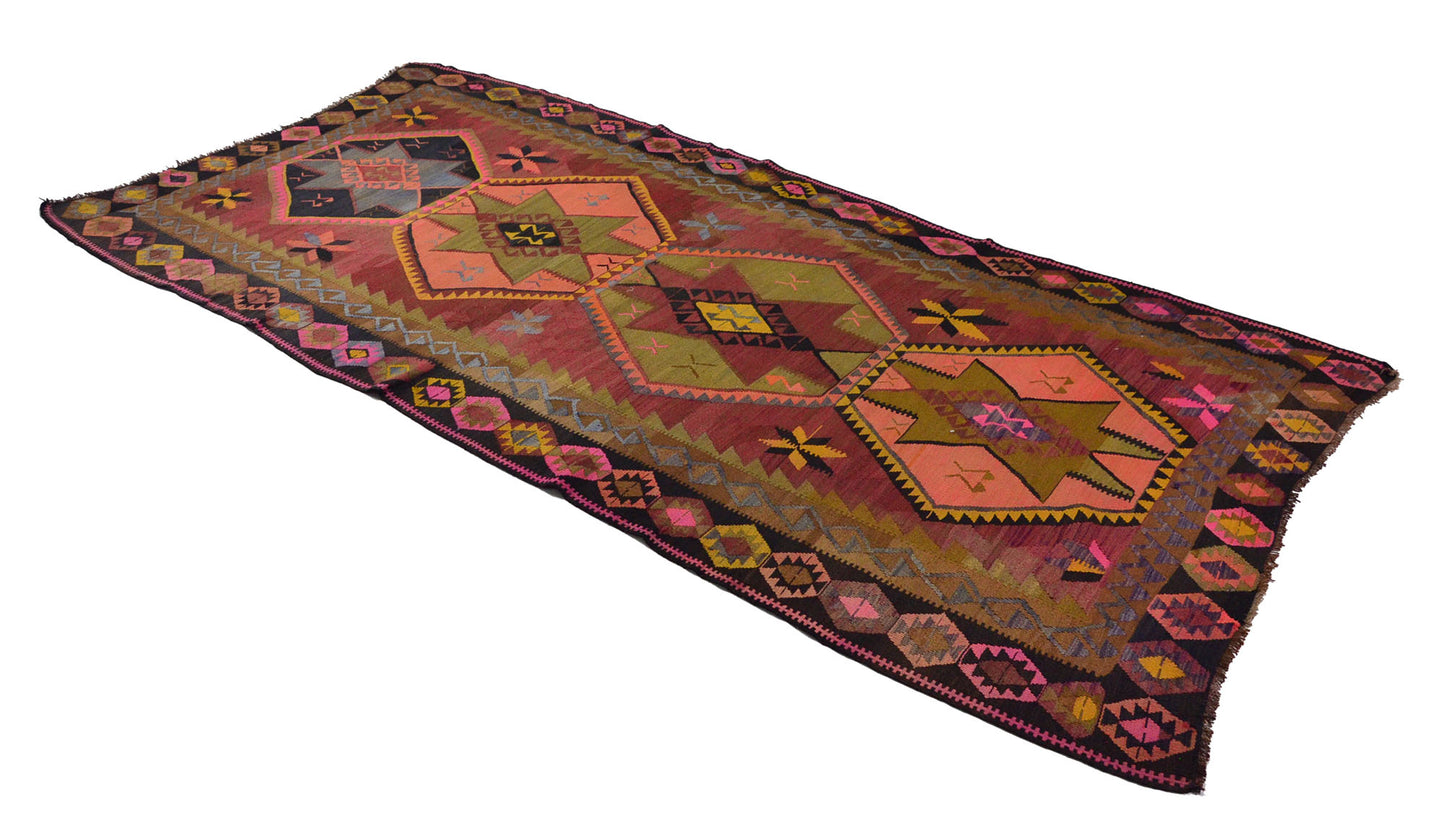 Peninsula Kilim Rug,Turkish Anatolian Kilim Rug 12,56 ft. X 5,71 ft. ( 383 cm X 174 cm)