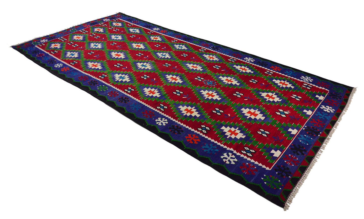 Peninsula Kilim Rug,Turkish Anatolian Kilim Rug 14,20 ft. X 6,99 ft. ( 433 cm X 213 cm)