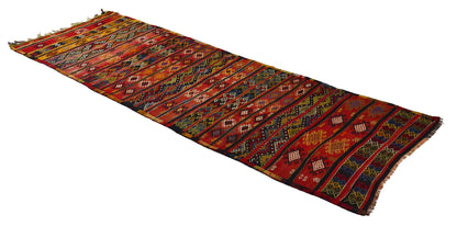 Peninsula Kilim Rug,Turkish Anatolian Kilim Rug 10,56 ft. X 2,56 ft. ( 322 cm X 78 cm)