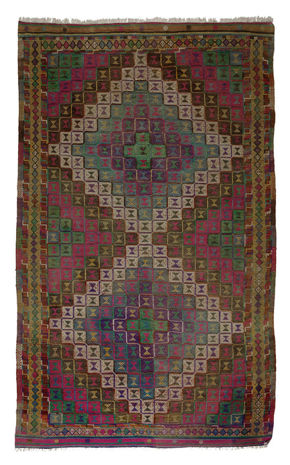 Peninsula Kilim Rug,Turkish Anatolian Kilim Rug 9,51 ft. X 5,81 ft. ( 290 cm X 172 cm)