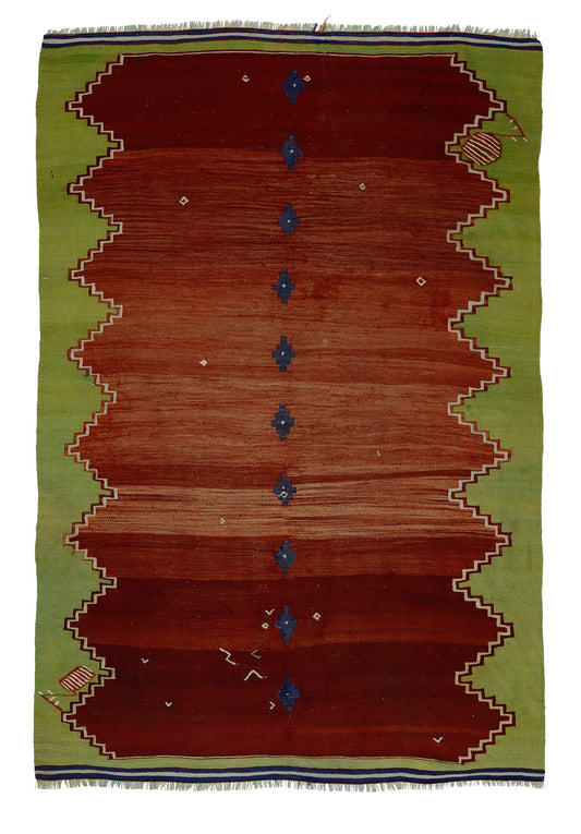 Peninsula Kilim Rug,Turkish Anatolian Kilim Rug 7,54 ft. X 5,15 ft. ( 230 cm X 157 cm)