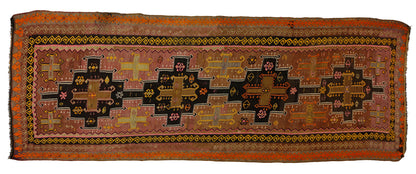 Peninsula Kilim Rug,Turkish Anatolian Kilim Rug 12,96 ft. X 4,43 ft. ( 395 cm X 135 cm)