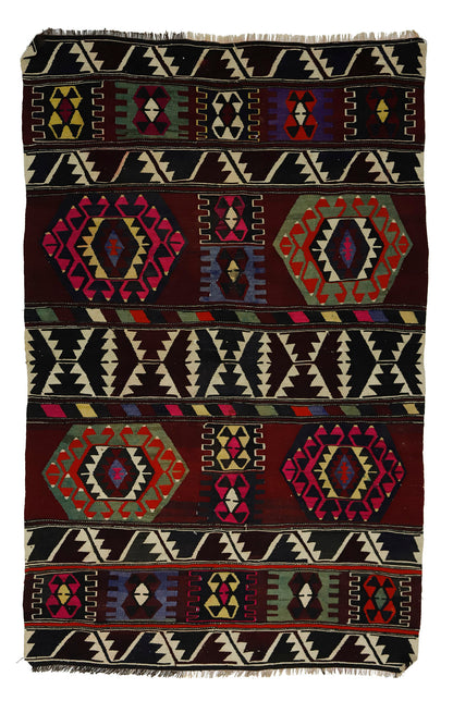 Peninsula Kilim Rug,Turkish Anatolian Kilim Rug 6,56 ft. X 4,33 ft. ( 200 cm X 132 cm)