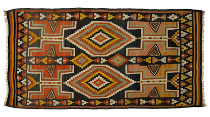 Peninsula Kilim Rug,Turkish Anatolian Kilim Rug 7,71 ft. X 4,00 ft. ( 235 cm X 122 cm)