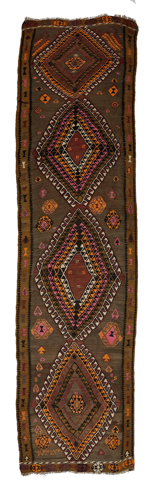 Peninsula Kilim Rug,Turkish Anatolian Kilim Rug 14,27 ft. X 3,77 ft. ( 435 cm X 115 cm)