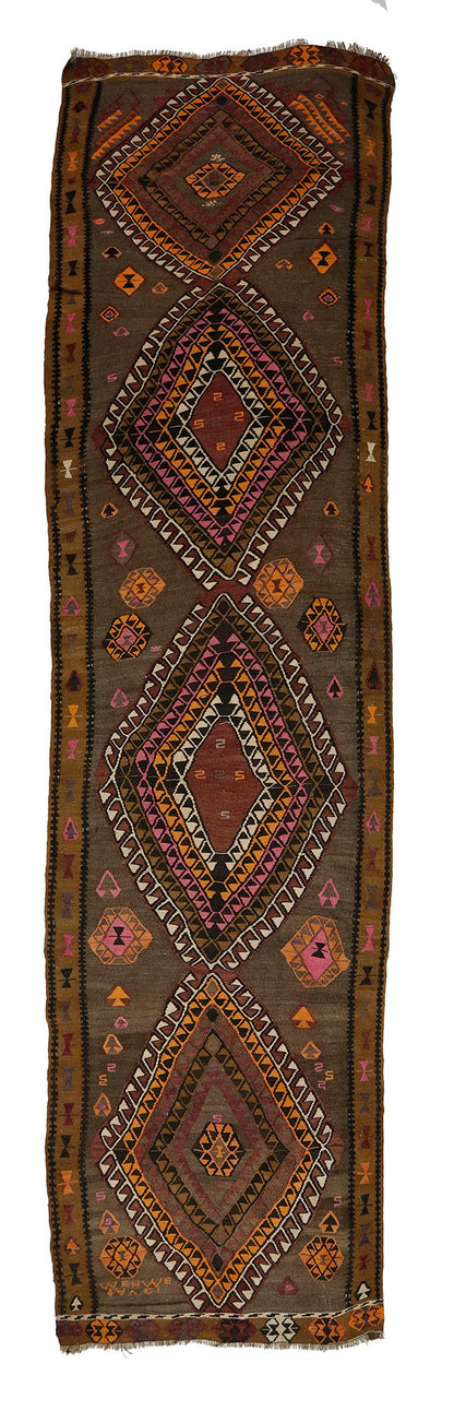 Peninsula Kilim Rug,Turkish Anatolian Kilim Rug 14,27 ft. X 3,77 ft. ( 435 cm X 115 cm)