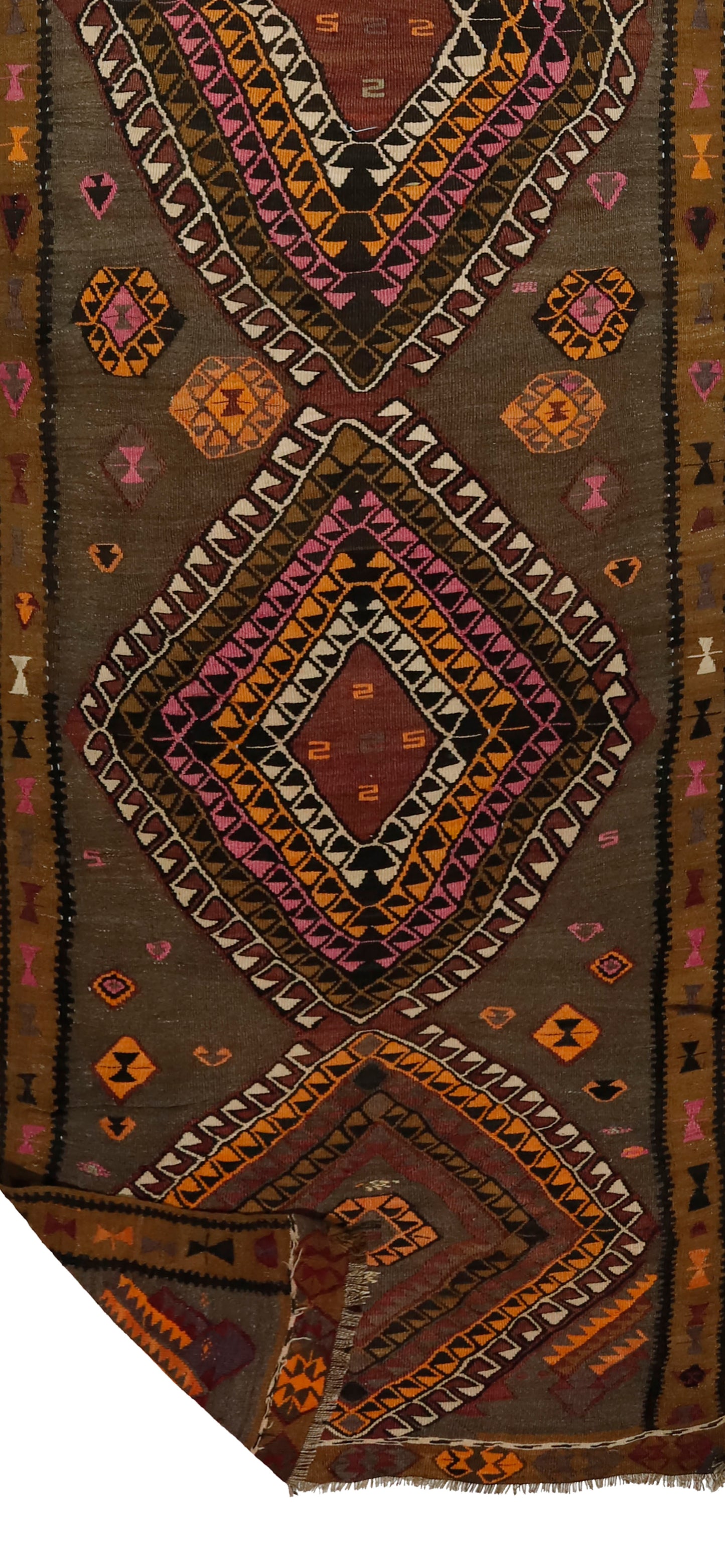 Peninsula Kilim Rug,Turkish Anatolian Kilim Rug 14,27 ft. X 3,77 ft. ( 435 cm X 115 cm)