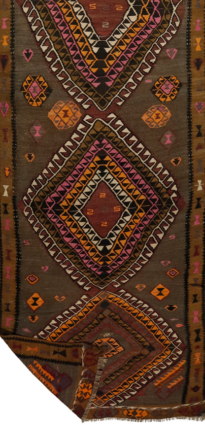 Peninsula Kilim Rug,Turkish Anatolian Kilim Rug 14,27 ft. X 3,77 ft. ( 435 cm X 115 cm)