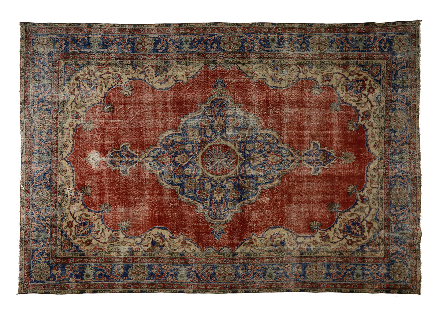 Turkish Original Anatolian Vintage Area Rug 10,56 ft. X 7,38 ft.(322 cm X 225 cm)