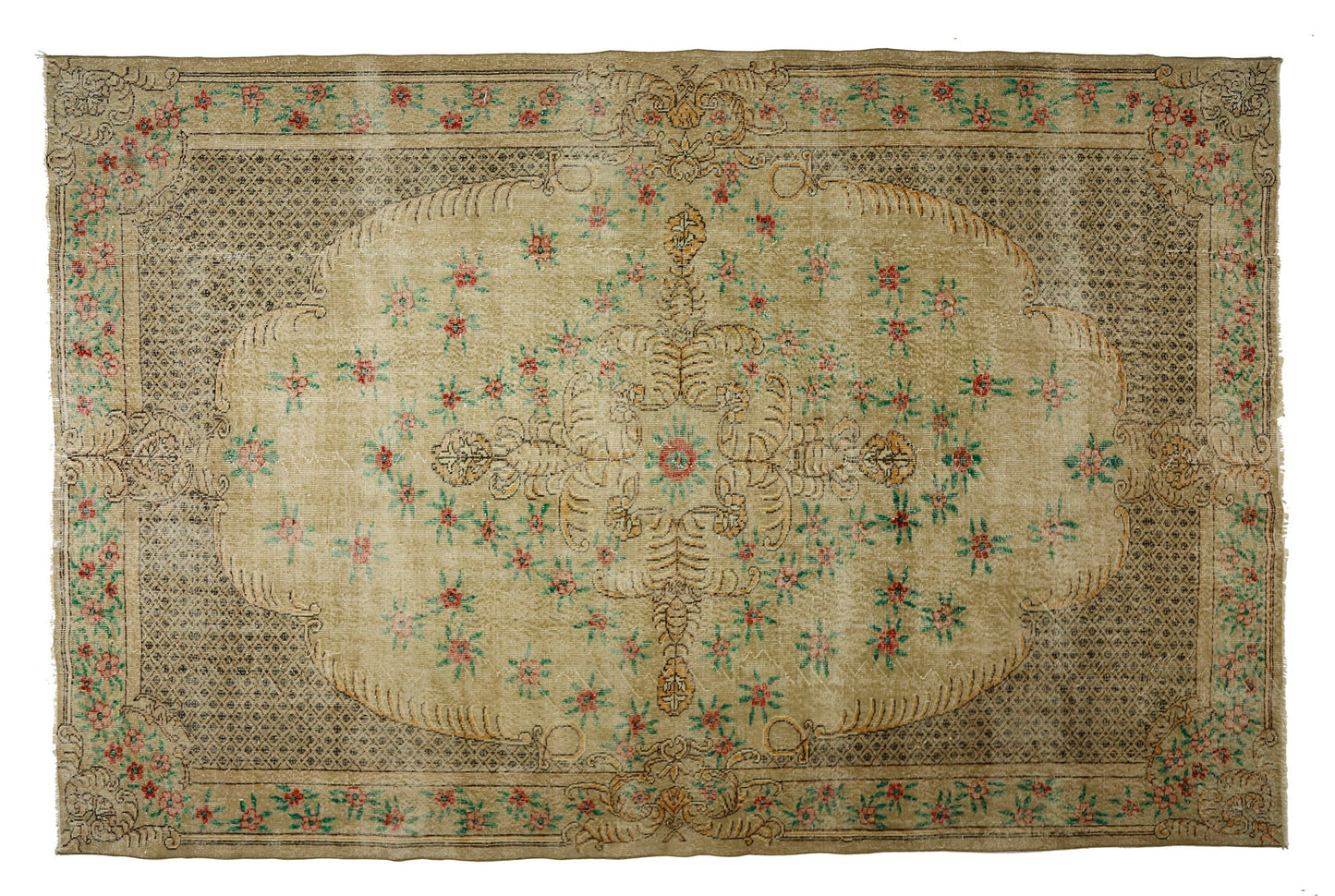 Turkish Original Anatolian Vintage Area Rug 10,99 ft. X 7,31 ft.(335 cm X 223 cm)