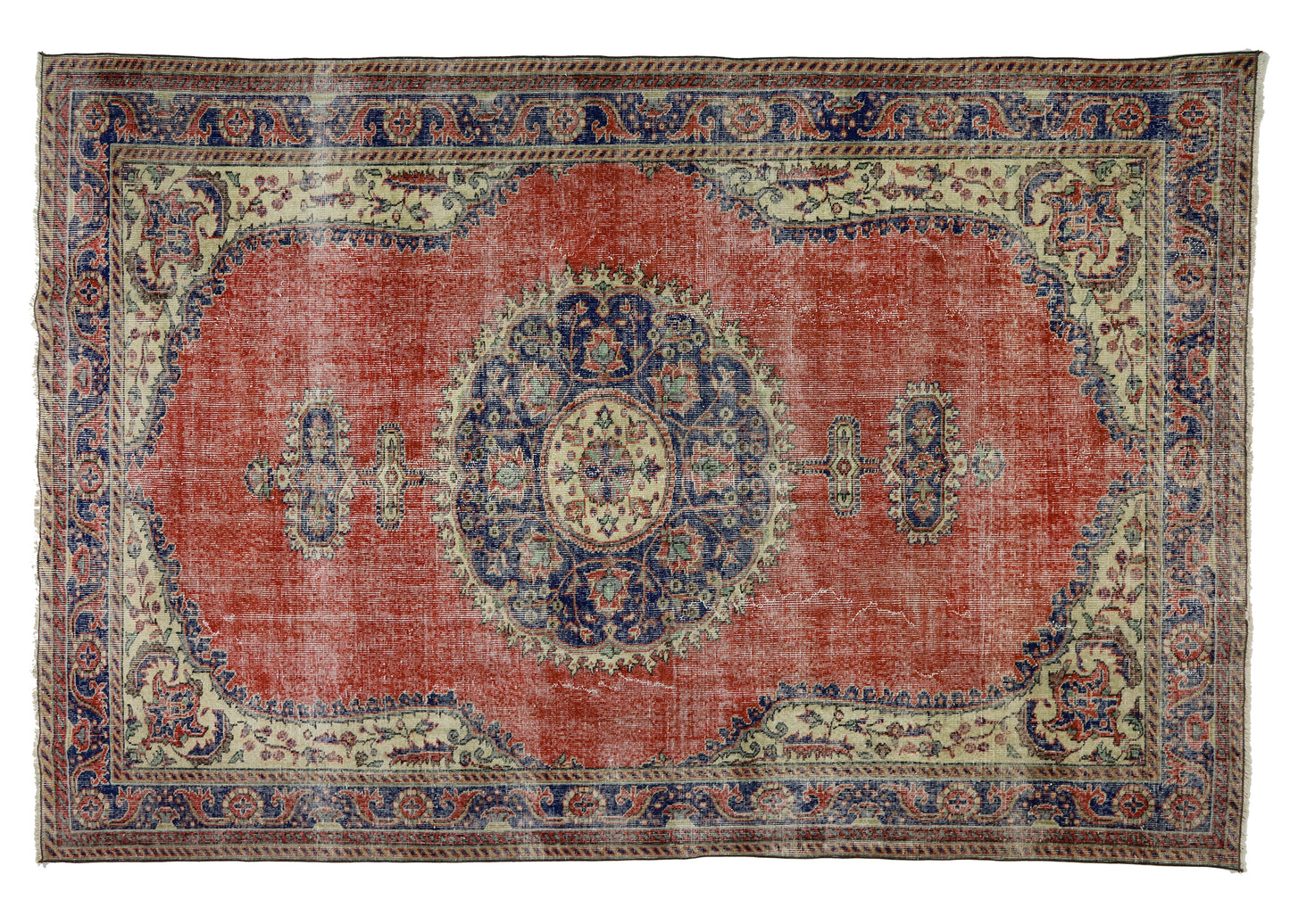 Turkish Original Anatolian Vintage Area Rug 10,33 ft. X 6,79 ft.(315 cm X 207 cm)