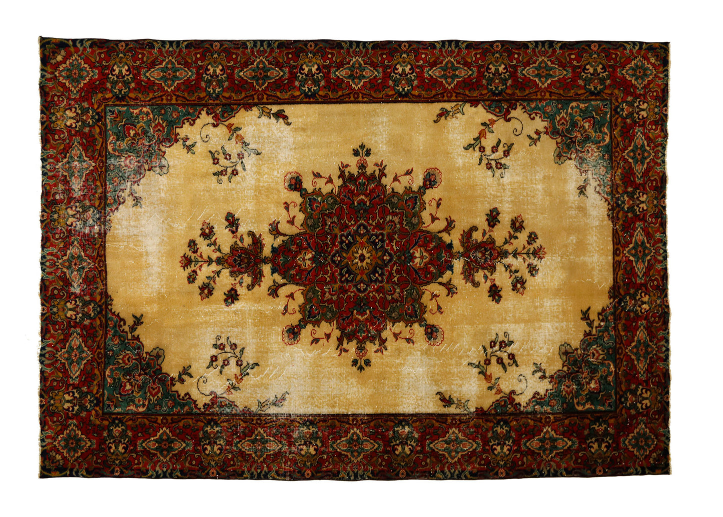 Turkish Original Anatolian Vintage Area Rug 10,17 ft. X 7,28 ft.(310 cm X 222 cm)