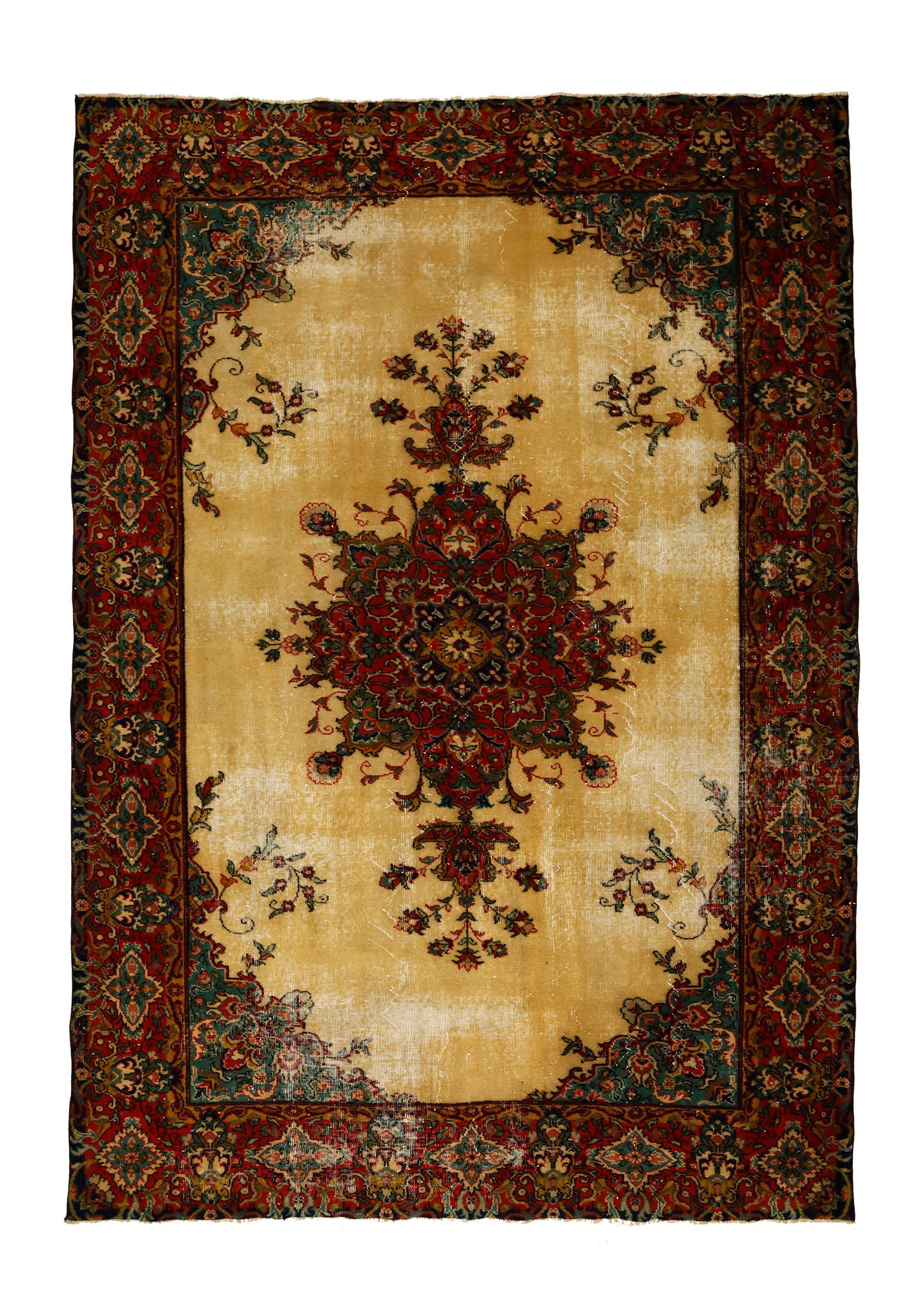 Turkish Original Anatolian Vintage Area Rug 10,17 ft. X 7,28 ft.(310 cm X 222 cm)