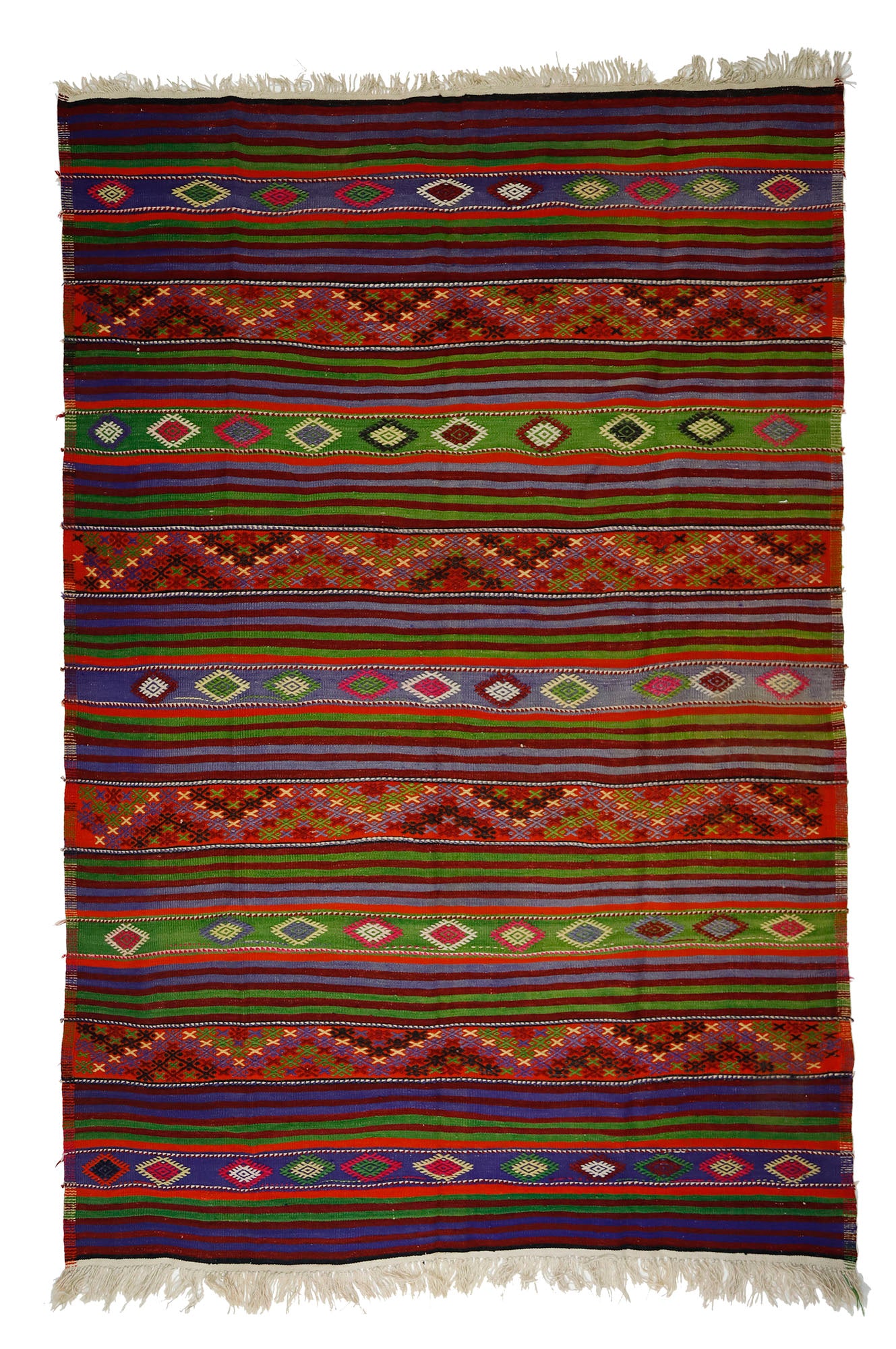 Peninsula Kilim Rug,Turkish Anatolian Kilim Rug 10,36 ft. X 6,59 ft. ( 316 cm X 201 cm)