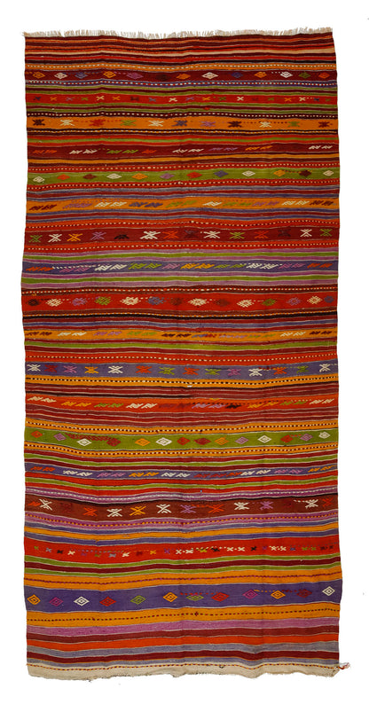 Peninsula Kilim Rug,TurkishAnatolian Kilim Rug 10,50 ft. X 4,95 ft. ( 320 cm X 151 cm)