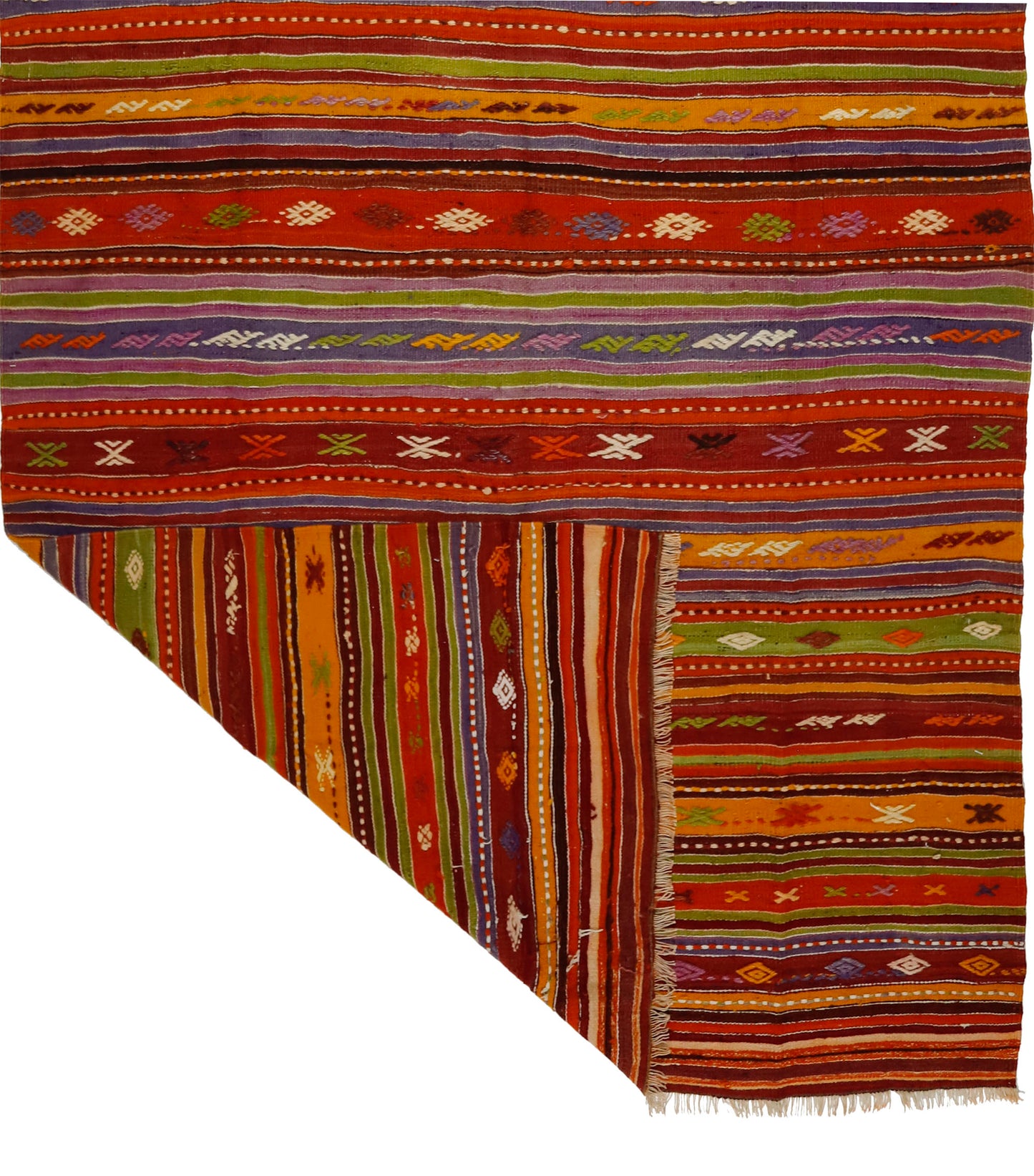 Peninsula Kilim Rug,TurkishAnatolian Kilim Rug 10,50 ft. X 4,95 ft. ( 320 cm X 151 cm)