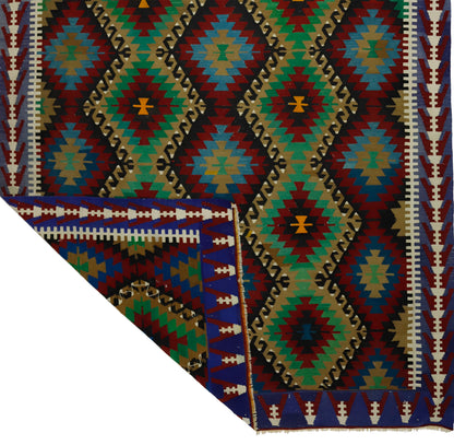 Peninsula Kilim Rug,Turkish Anatolian Kilim Rug 10,82 ft. X 7,45 ft. ( 330 cm X 227 cm)