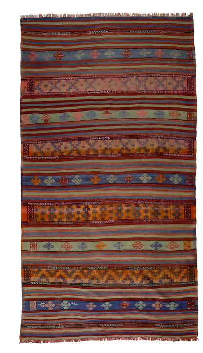 Peninsula Kilim Rug,Turkish Anatolian Kilim Rug 11,32 ft. X 5,94 ft. ( 345 cm X 181 cm)