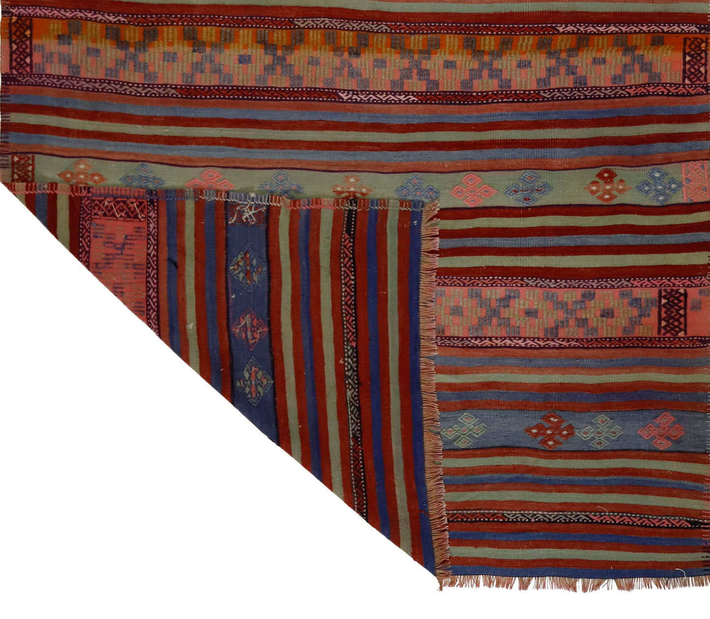 Peninsula Kilim Rug,Turkish Anatolian Kilim Rug 11,32 ft. X 5,94 ft. ( 345 cm X 181 cm)