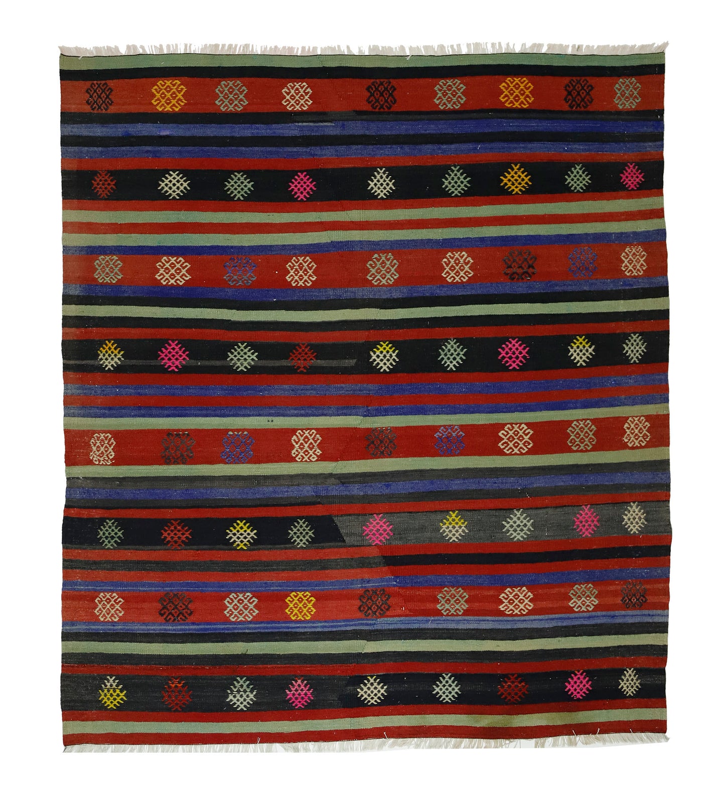 Peninsula Kilim Rug,Turkish Anatolian Kilim Rug 6,56 ft. X 5,84 ft. ( 200 cm X 178 cm)