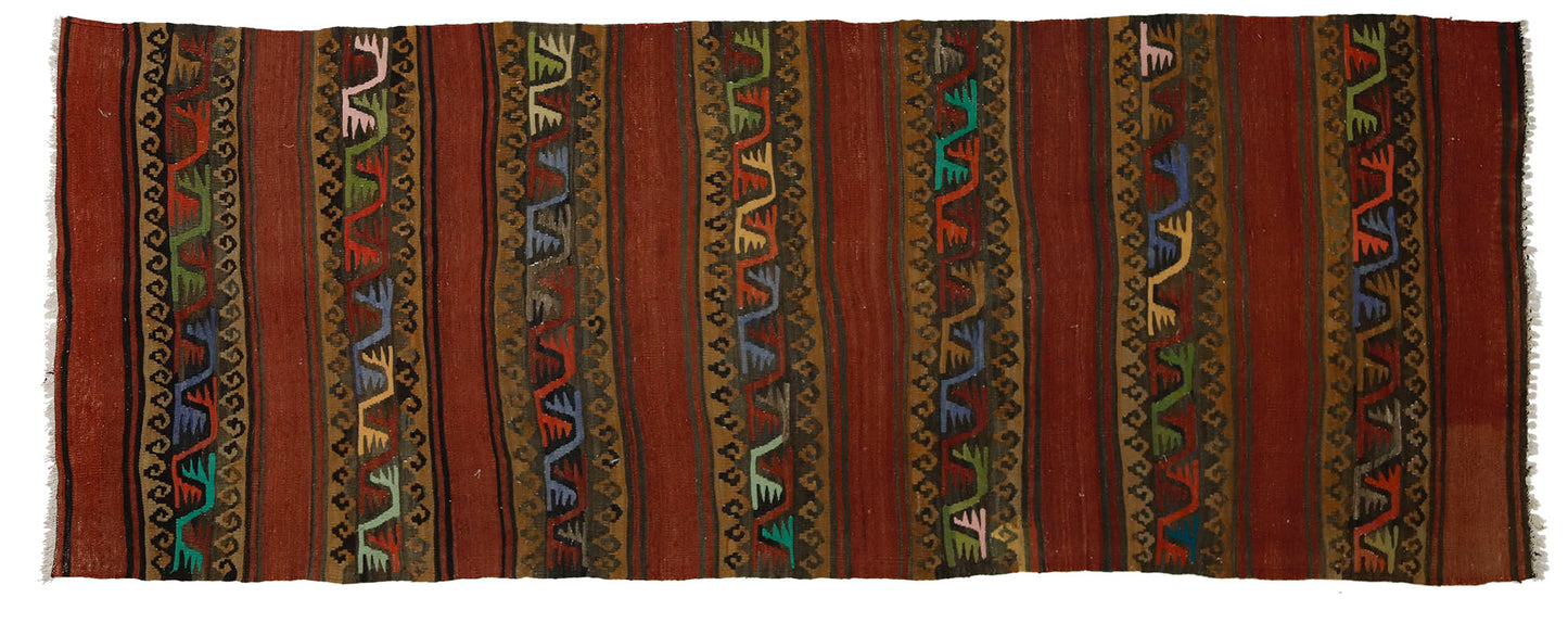 Peninsula Kilim Rug,Turkish Anatolian Kilim Rug 8,92 ft. X 3,38 ft. ( 272 cm X 103 cm)