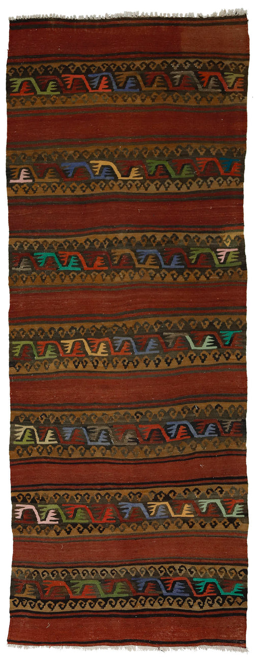 Peninsula Kilim Rug,Turkish Anatolian Kilim Rug 8,92 ft. X 3,38 ft. ( 272 cm X 103 cm)