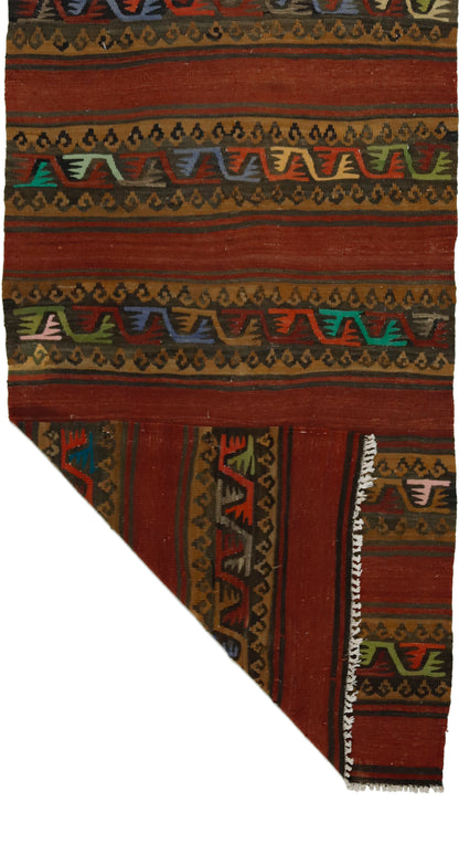 Peninsula Kilim Rug,Turkish Anatolian Kilim Rug 8,92 ft. X 3,38 ft. ( 272 cm X 103 cm)