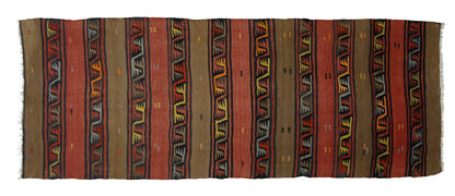 Peninsula Kilim Rug,Turkish Anatolian Kilim Rug 8,79 ft. X 3,35 ft. ( 268 cm X 102 cm)