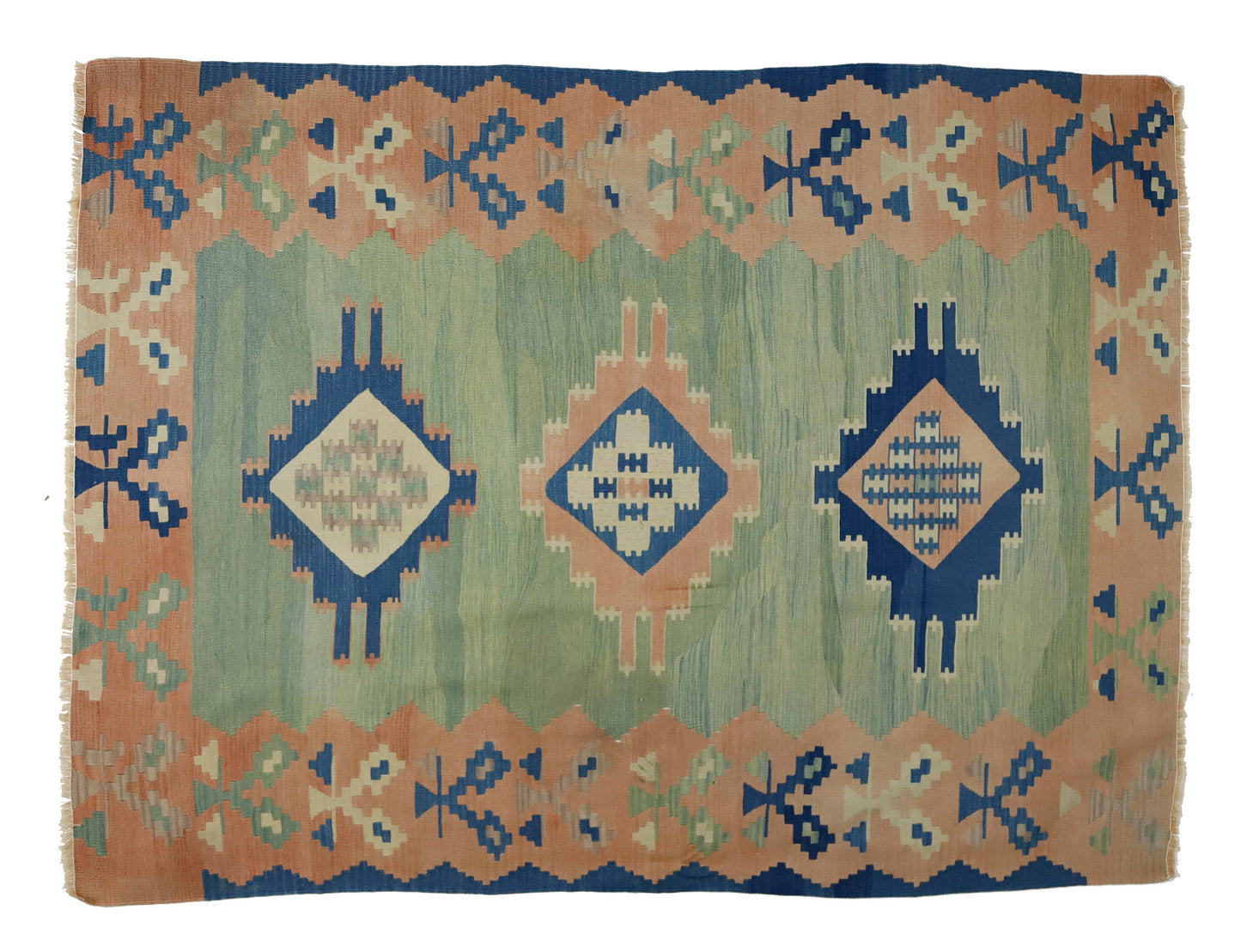 Peninsula Kilim Rug,Turkish Anatolian Kilim Rug 7,35 ft. X 5,54 ft. ( 224 cm X 169 cm)