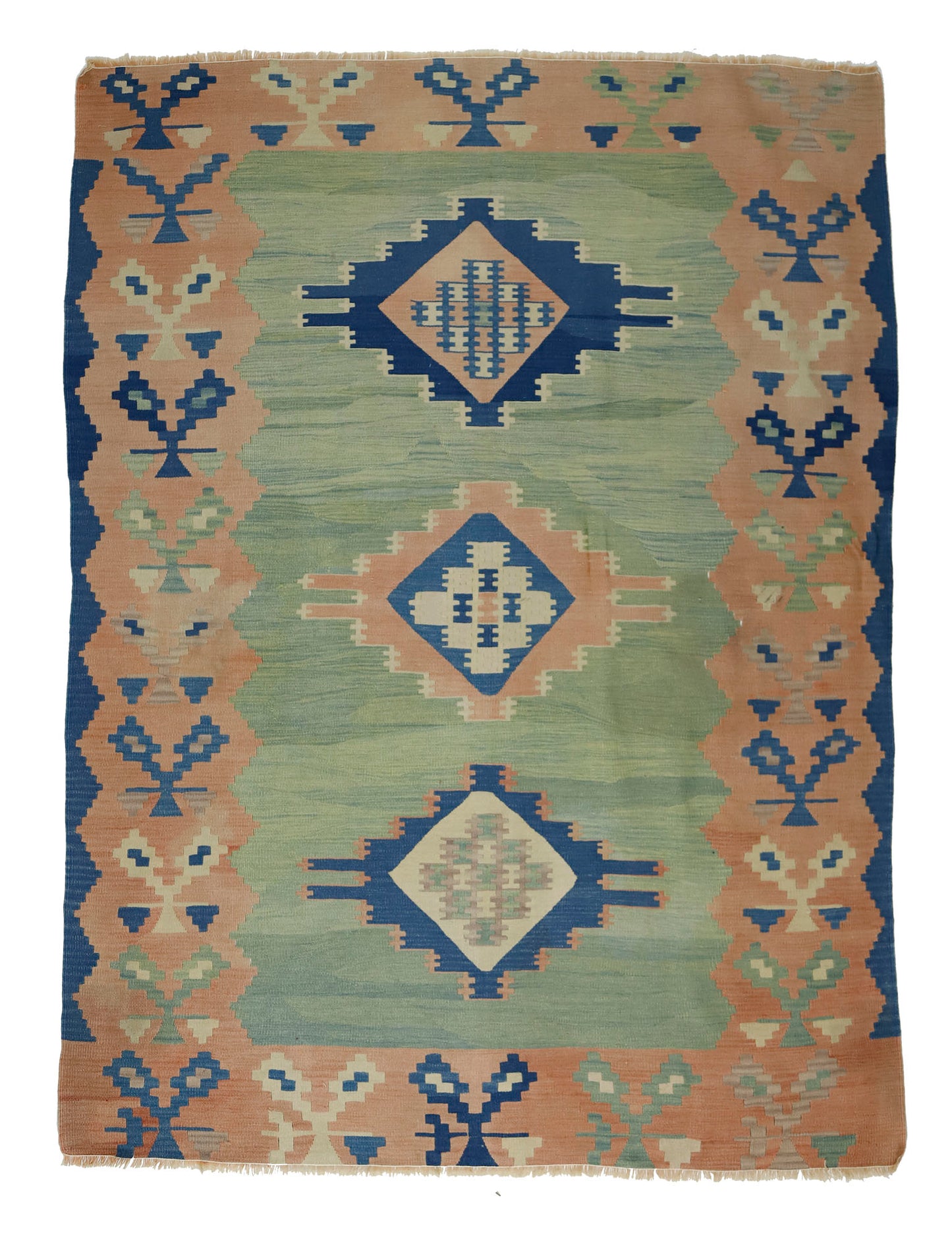 Peninsula Kilim Rug,Turkish Anatolian Kilim Rug 7,35 ft. X 5,54 ft. ( 224 cm X 169 cm)