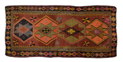 Peninsula Kilim Rug,Turkish Anatolian Kilim Rug 12,56 ft. X 5,71 ft. ( 383 cm X 174 cm)