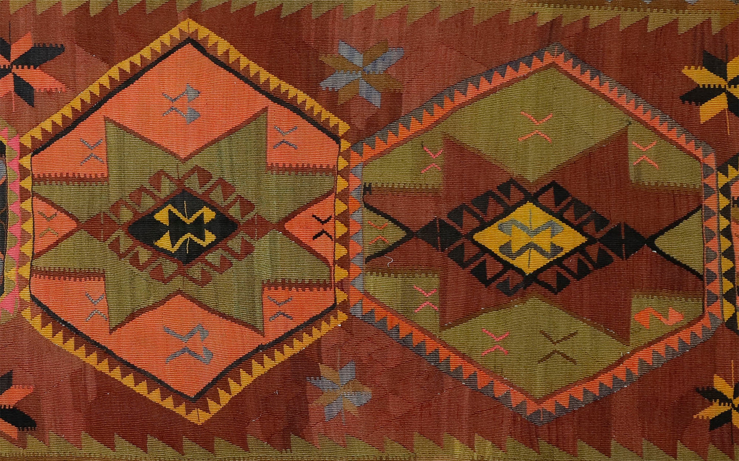 Peninsula Kilim Rug,Turkish Anatolian Kilim Rug 12,56 ft. X 5,71 ft. ( 383 cm X 174 cm)