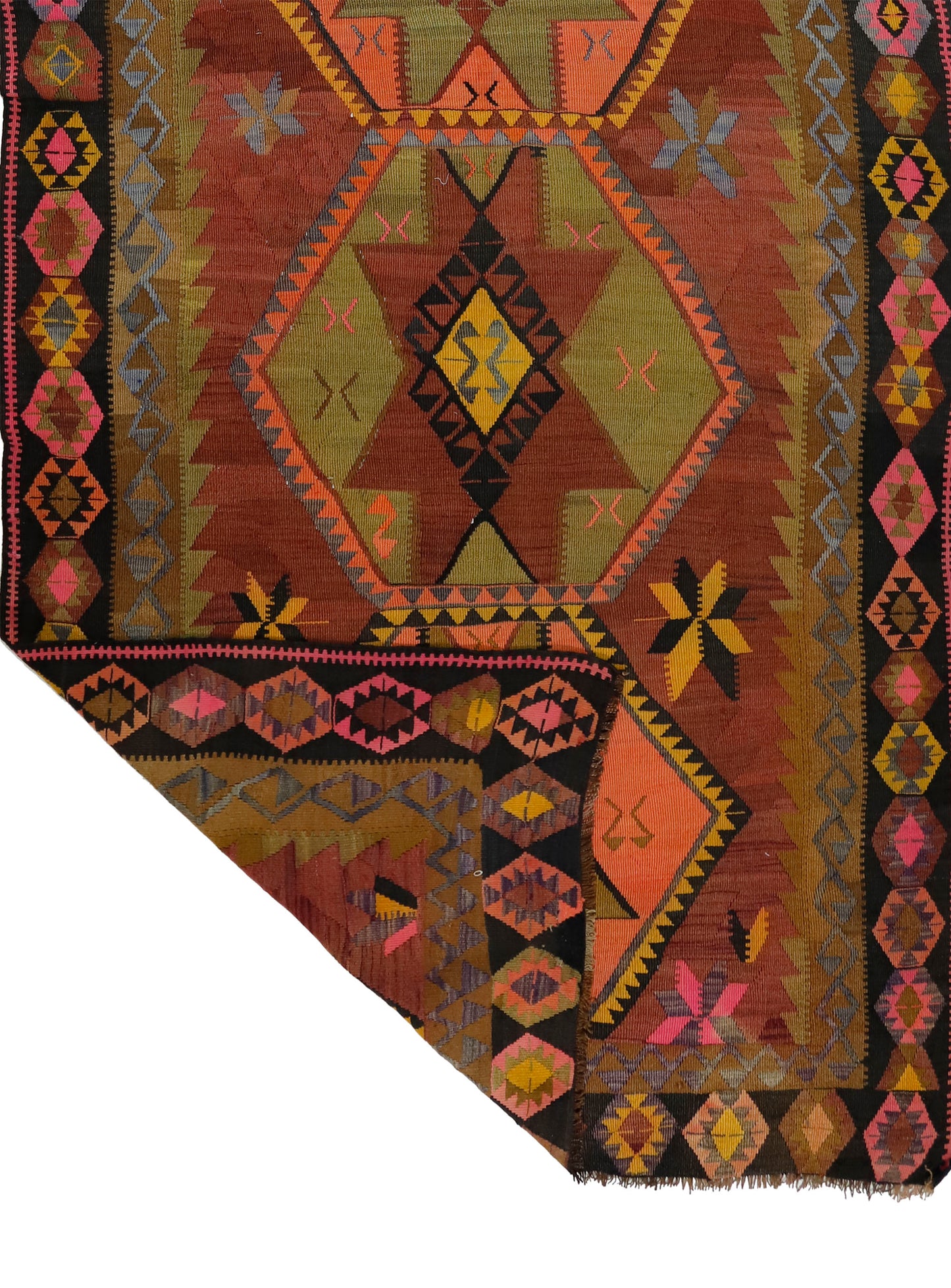 Peninsula Kilim Rug,Turkish Anatolian Kilim Rug 12,56 ft. X 5,71 ft. ( 383 cm X 174 cm)