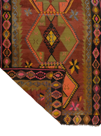 Peninsula Kilim Rug,Turkish Anatolian Kilim Rug 12,56 ft. X 5,71 ft. ( 383 cm X 174 cm)