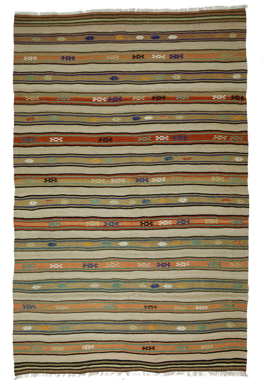 Peninsula Kilim Rug,Turkish Anatolian Kilim Rug 8,23 ft. X 5,35 ft. ( 251 cm X 163 cm)