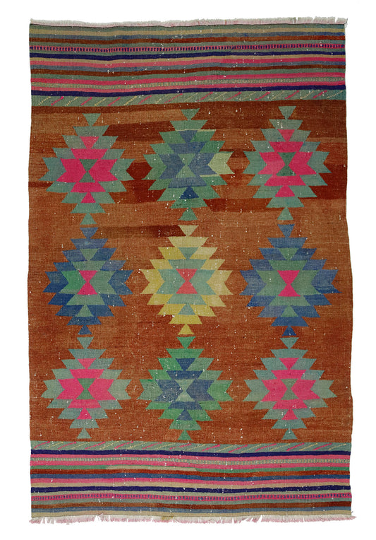 Peninsula Kilim Rug,Turkish Anatolian Kilim Rug 7,38 ft. X 4,82 ft. ( 225 cm X 147 cm)